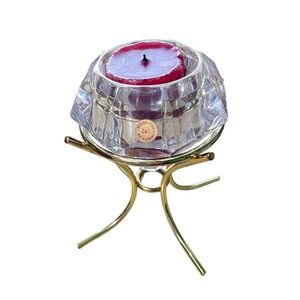 Bleikristall Crystal Votive Holder  Clear Gold Diamond‎ Lead Glass Stand